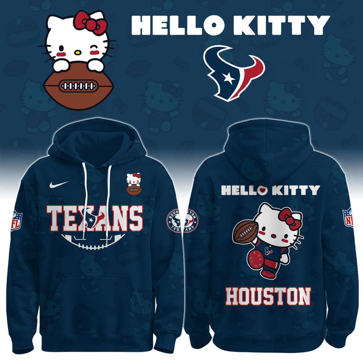 .HOU Texans Special Hello Kitty Limited Edition Hoodie