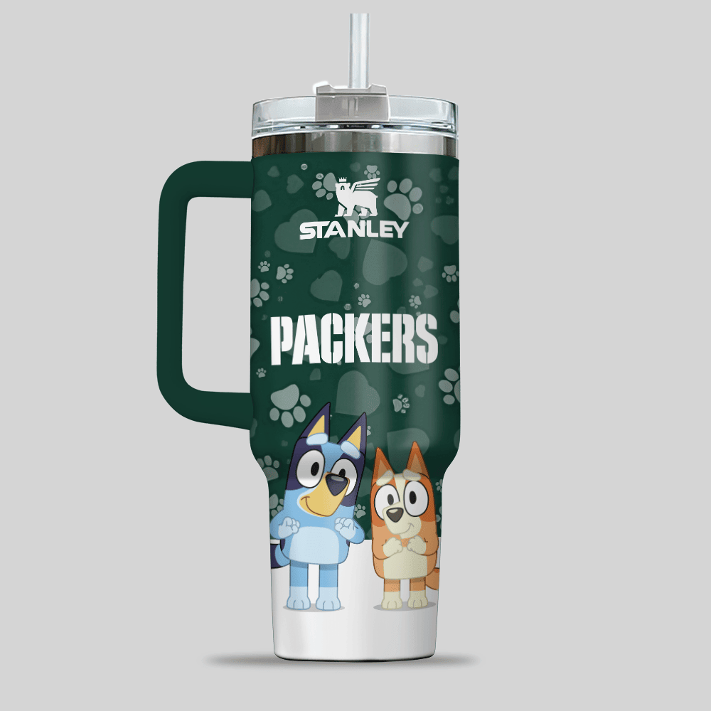 Green Bay Packers NFL x Bluey Custom Stanley Cup 40 oz 30 oz Tumbler With Handle